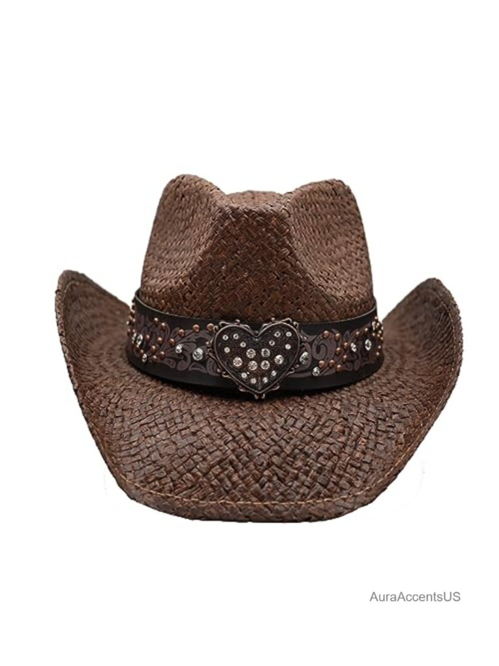 Straw Cowboy Hat Heart Pattern Western Wide Brim Bachelorette